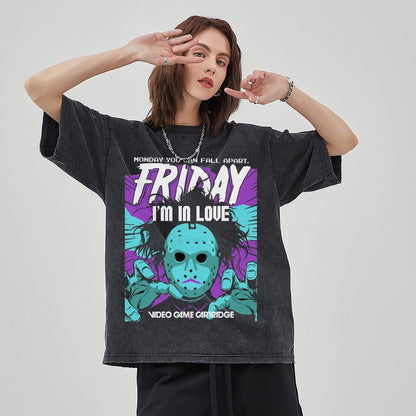 Unisex Vintage Solid Wash Denim T-Shirts