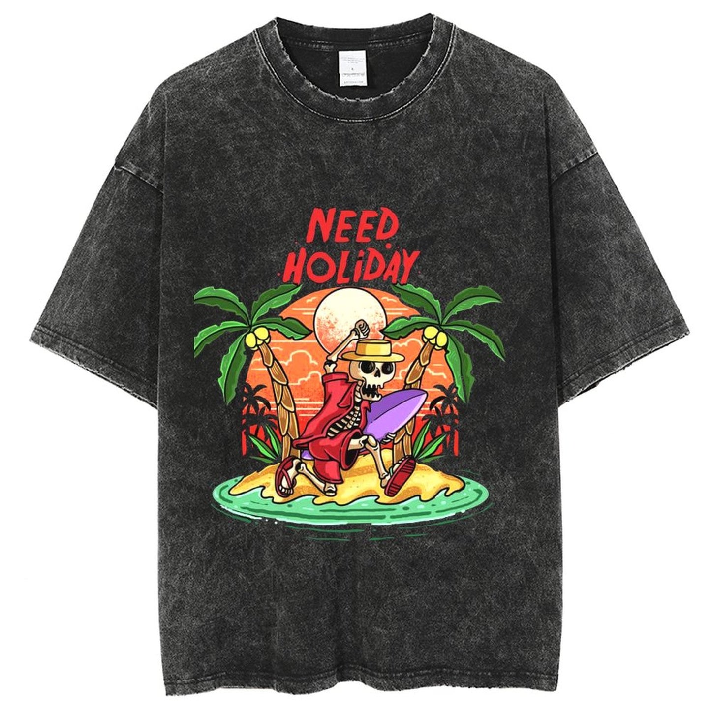 Unisex Vintage Solid Wash T-Shirts 2305104078