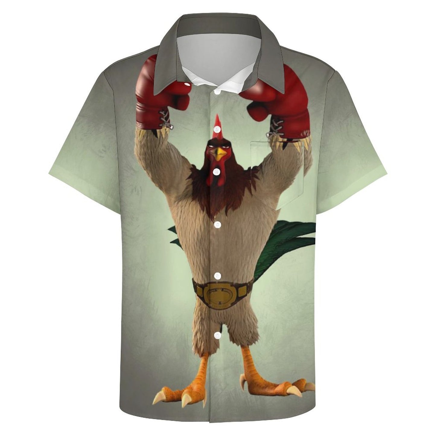 Men's Hawaiian Boxing Rooster Print Casual Short Sleeve Shirt 2306102685