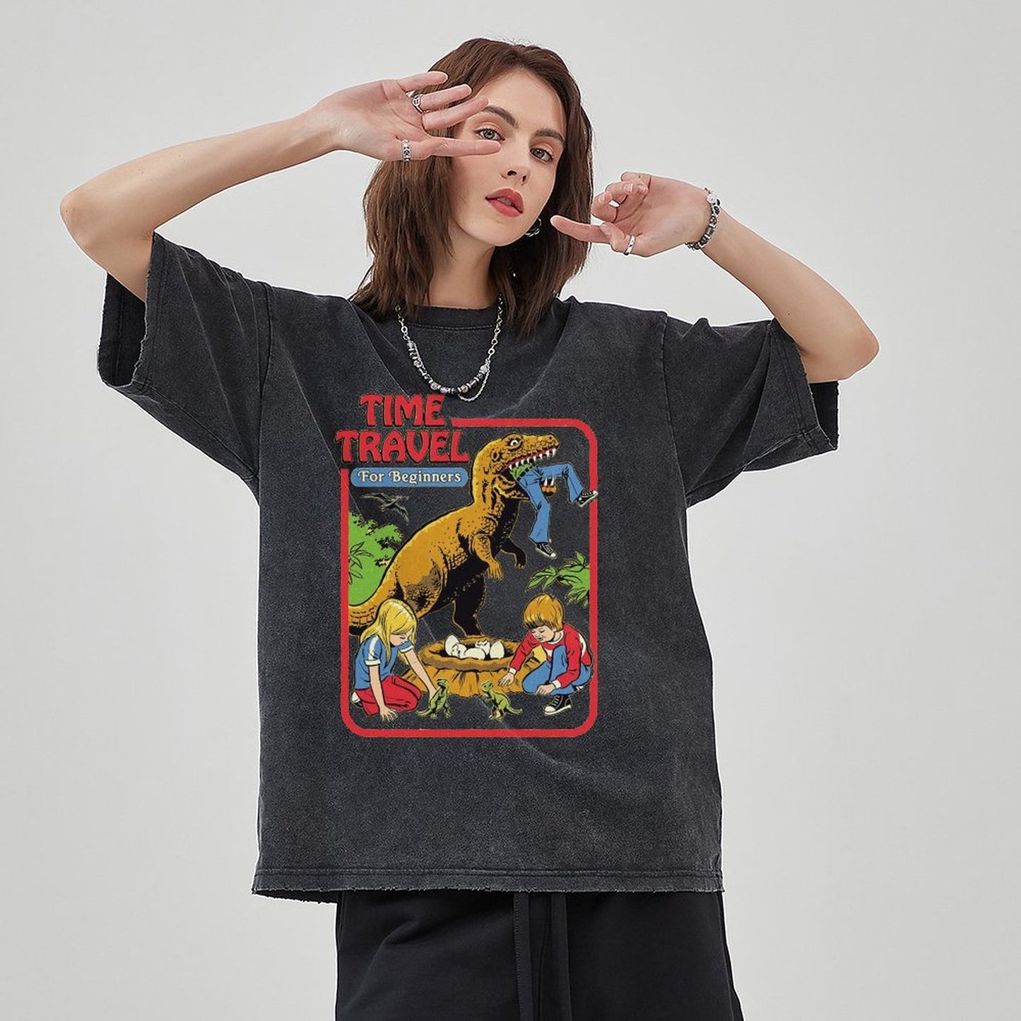 Unisex Vintage Solid Wash Denim T-Shirts