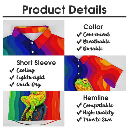 Men's Hawaiian Frog Print Casual Short Sleeve Shirt 2306102682