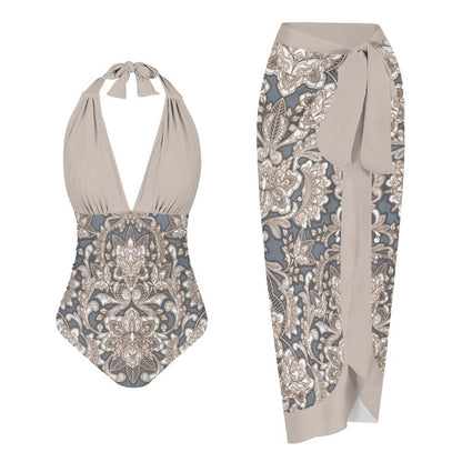 Casual Printed One Piece Swimsuit And Cover Up 2306102002