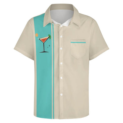 Men's Hawaiian Cocktail Print Resort Shirt 2306101926