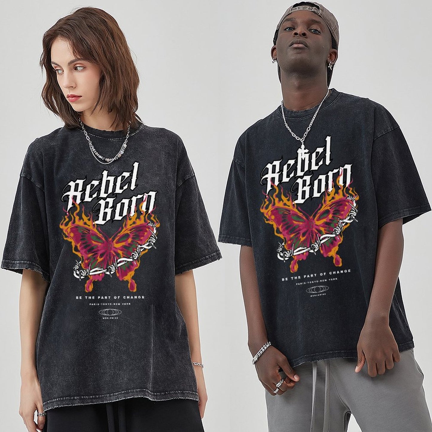Unisex Vintage Solid Wash T-Shirts 2305102633