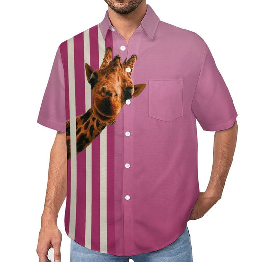 Giraffe Stripe Print Hawaiian Men's Casual Shirt