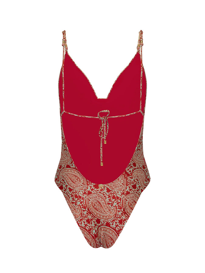 Vintage Print One Piece Swimsuit And Cover Up