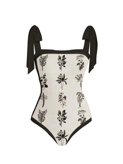 Printed Lace Up Chic One Piece Swimsuit