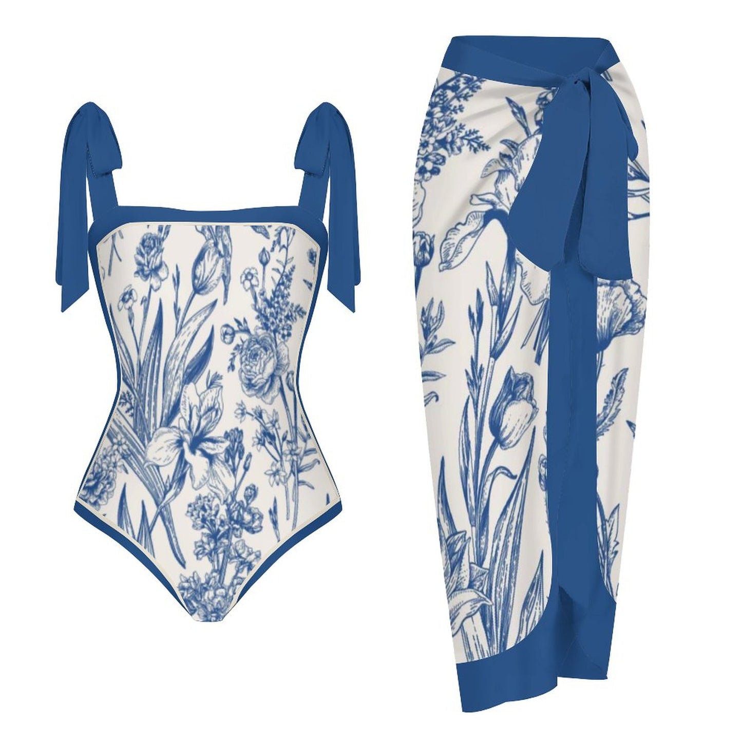 Fashion Printed One Piece Swimsuit And Cover Up 2305105608