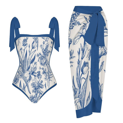 Fashion Printed One Piece Swimsuit And Cover Up 2305105608
