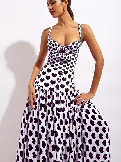 Sling Lace Up Printed One Piece Swimsuit And Beach Skirt