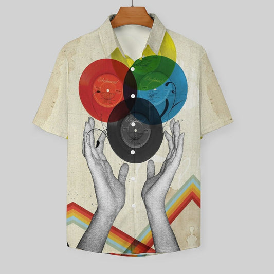 Men's Hawaiian Vinyl Print Vacation Shirt 2306101931