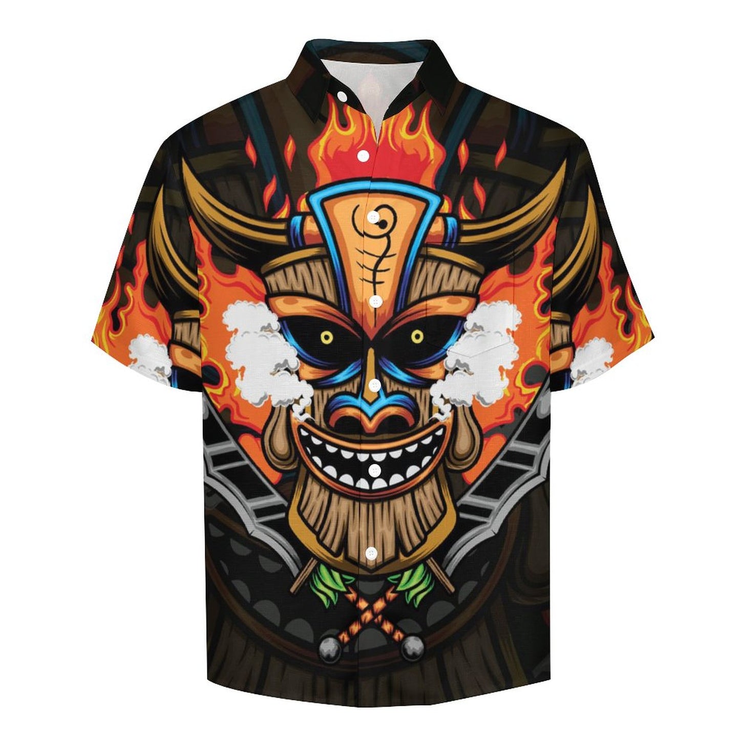 Men's TIKI Print Casual Short Sleeve Shirt 2306102581
