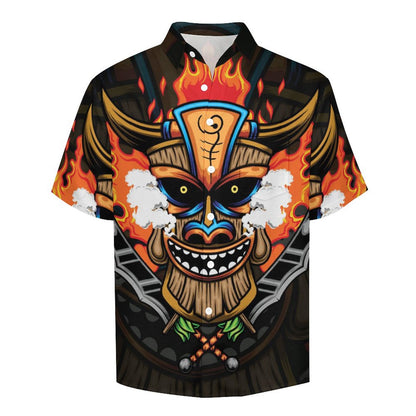 Men's TIKI Print Casual Short Sleeve Shirt 2306102581