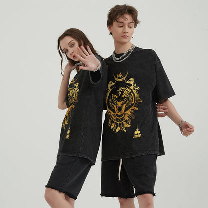 Mens Cotton Wash Solid T-Shirts Oversized Unisex Short Sleeve Streetwear Rap Hip Hop Basic Tee Tops 2305101621
