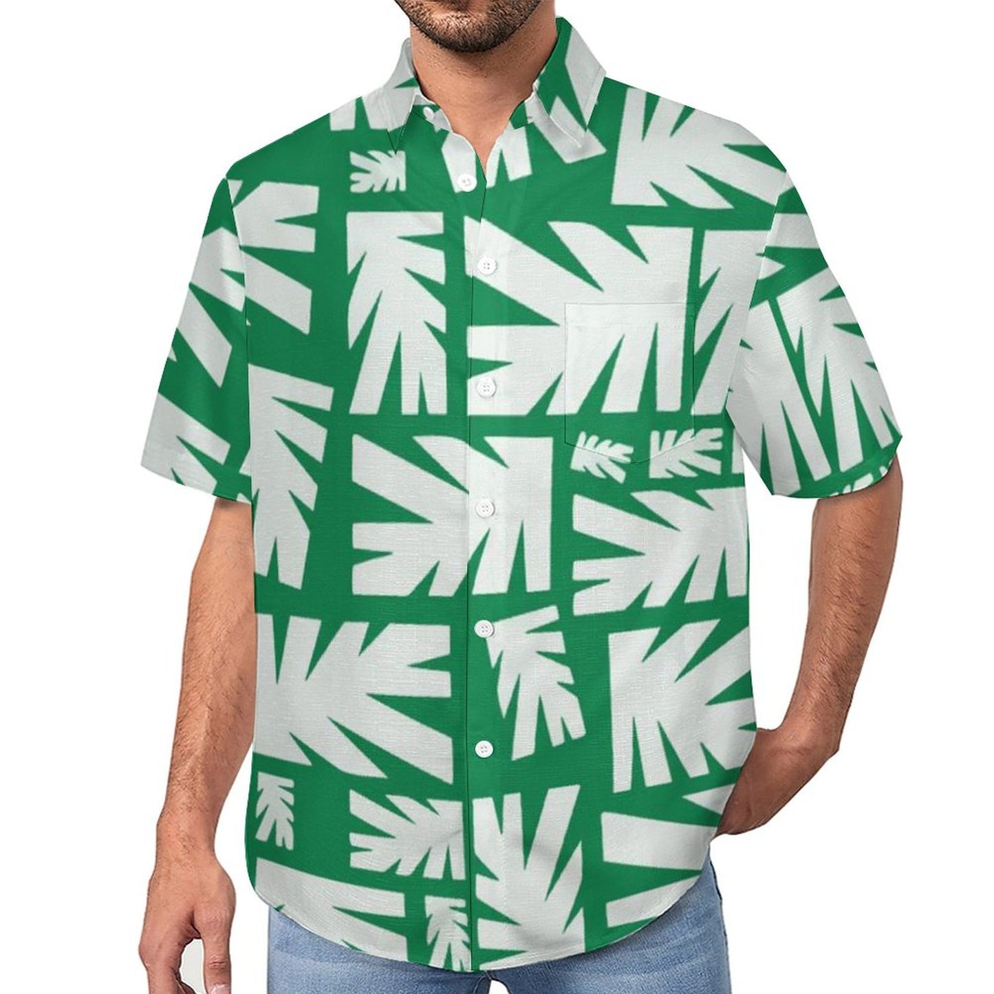 Men's Geometric Print Vacation Hawaiian Shirt 2306104059