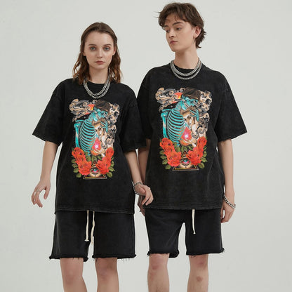 Unisex Vintage Solid Wash T-Shirts 2305104075