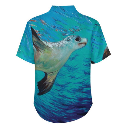 Men's Sea Lion Painted Print Vacation Hawaiian Shirt