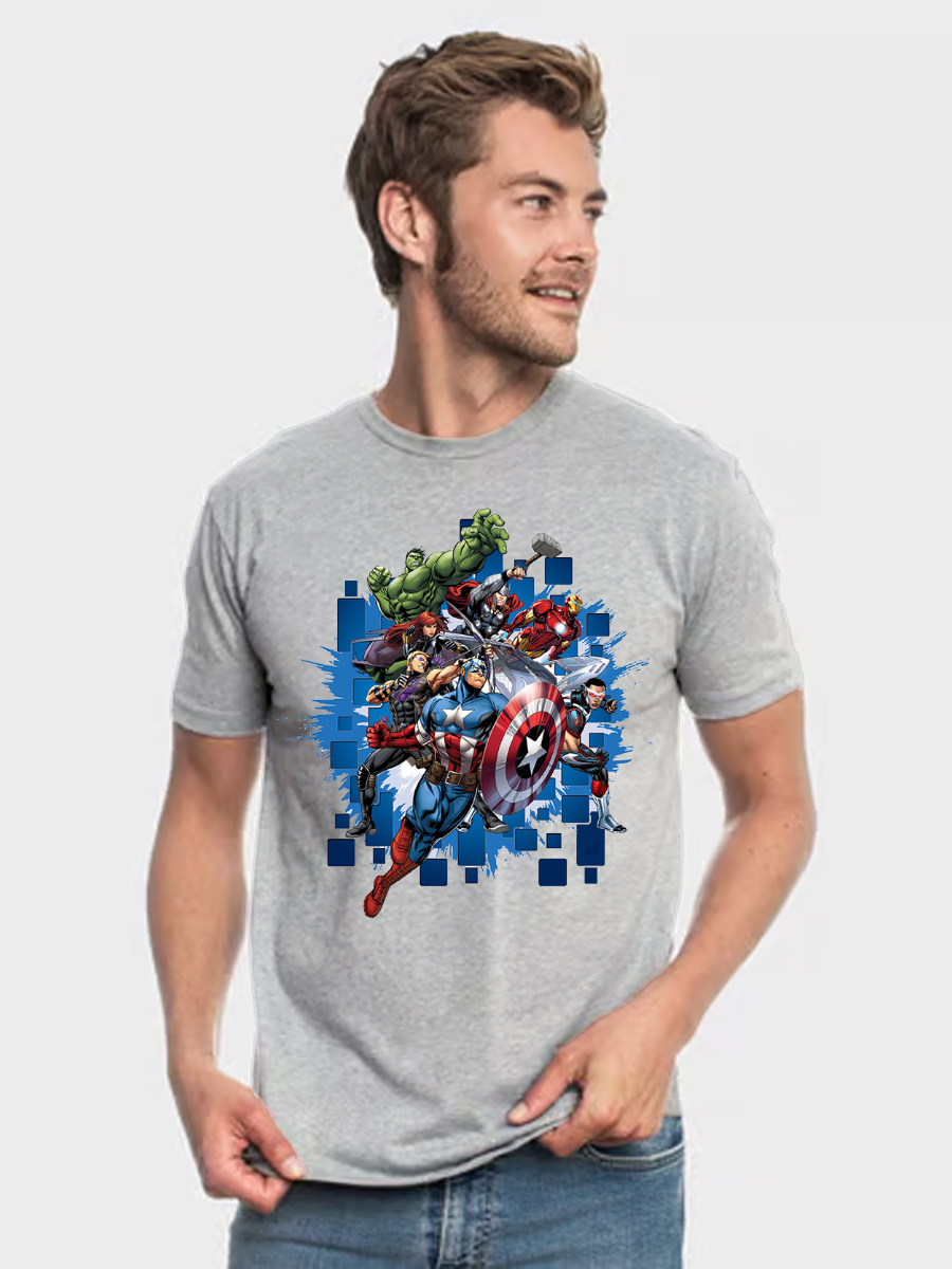 Men's Casual The Avengers Printed Round Neck Short Sleeve T-Shirt