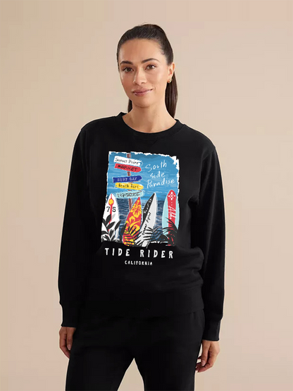Unisex Round Neck Casual Tide Rider Printed Long Sleeve Sweatshirt