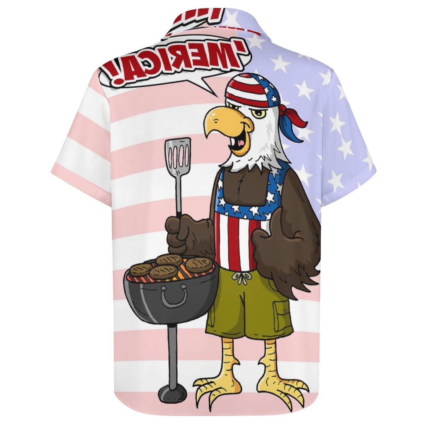 Men's Hawaiian Eagle Grill Print Casual Short Sleeve Shirt 2306102829