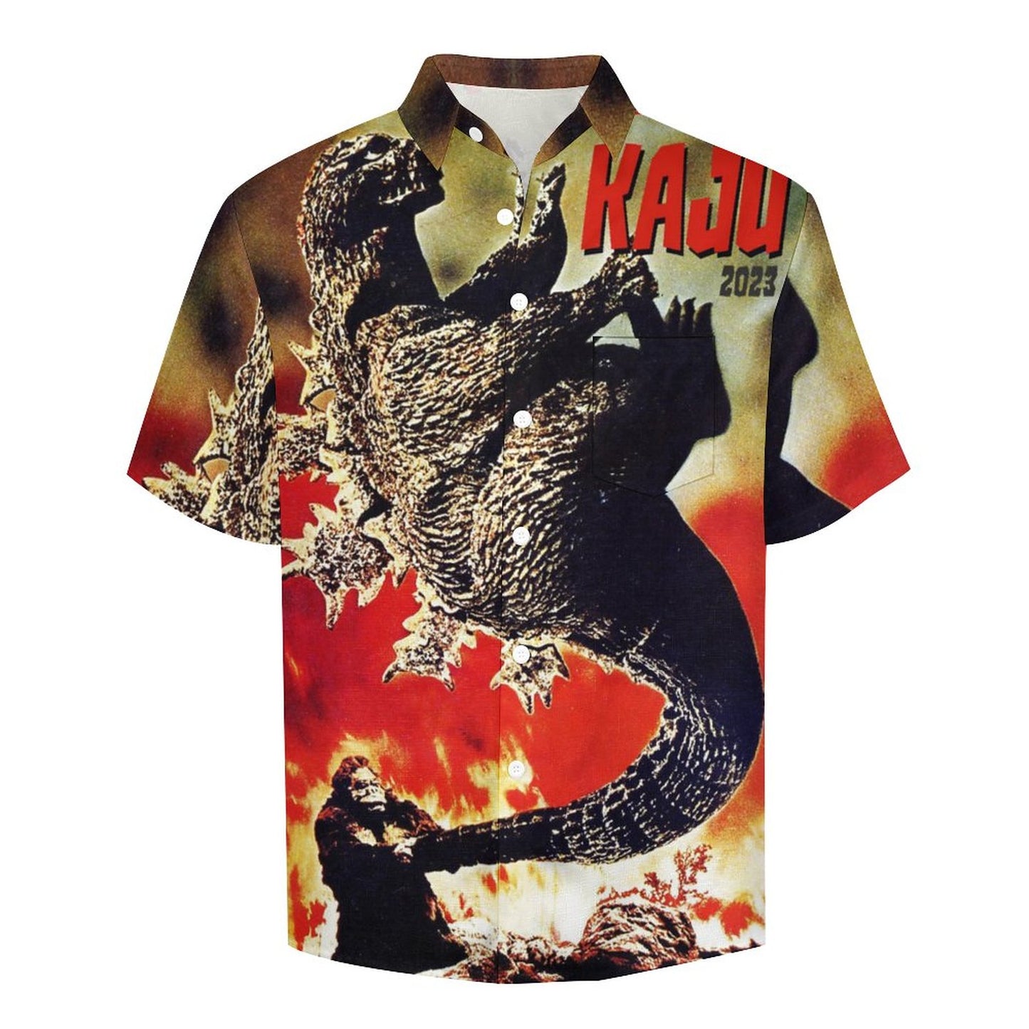 Men's Cotton Monster Print Vacation Hawaiian Shirt 2306101230