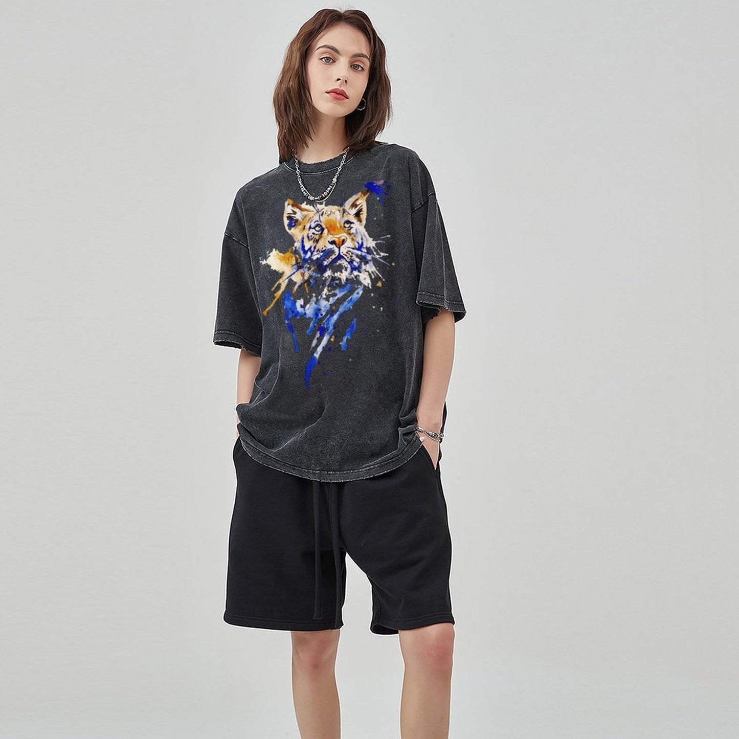 Mens Cotton Wash Solid T-Shirts Oversized Unisex Short Sleeve Streetwear Rap Hip Hop Basic Tee Tops 2305101619
