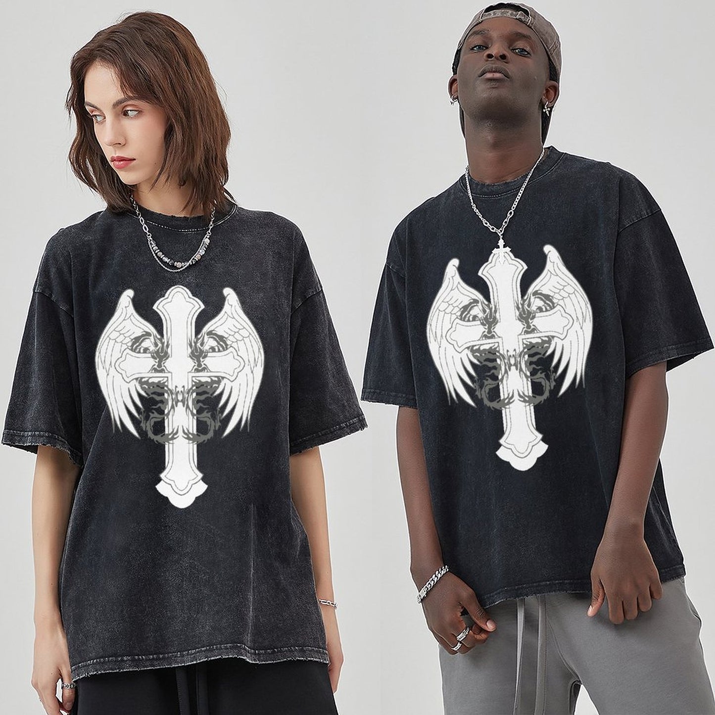 Unisex Vintage Solid Wash T-Shirts 2305102836