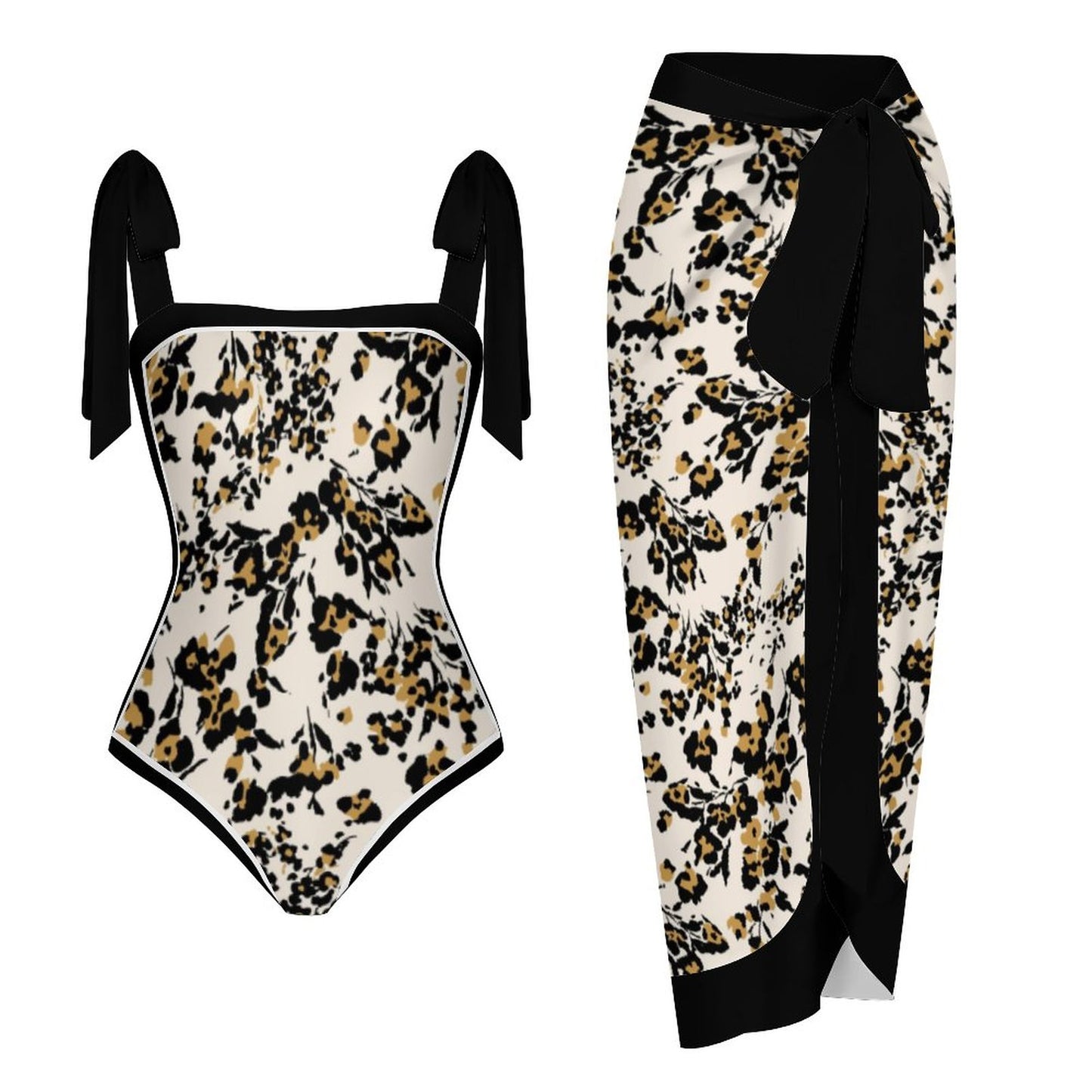 Fashion Printed One Piece Swimsuit And Cover Up 2305104457