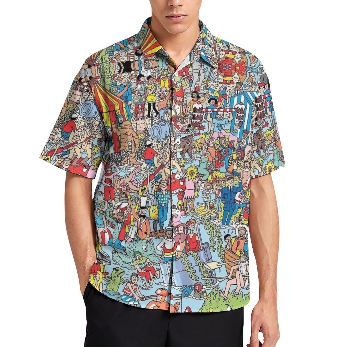 Men's Find Game Printed Casual Short Sleeve Shirt 2306102367