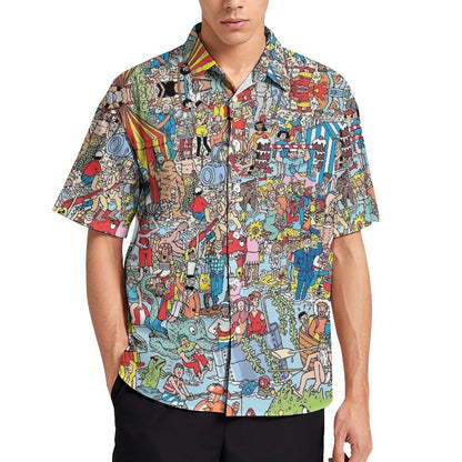 Men's Find Game Printed Casual Short Sleeve Shirt 2306102367
