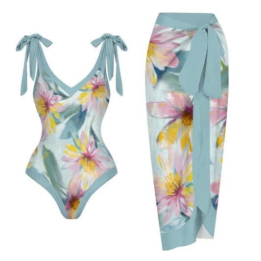 Casual Printed One-Piece Swimsuit And Cover Up 2305102489