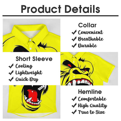 Men's Hawaiian Gorilla Print Casual Short Sleeve Shirt 2306102681