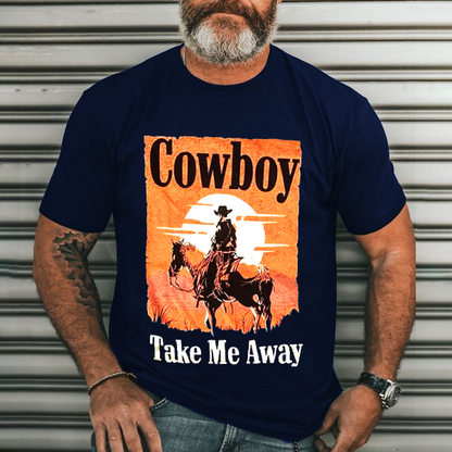 Cowboy Men's Casual Printed T-Shirt