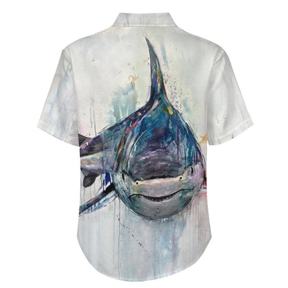 Men's Shark Painted Art Print Vacation Hawaiian Shirt 2305106301