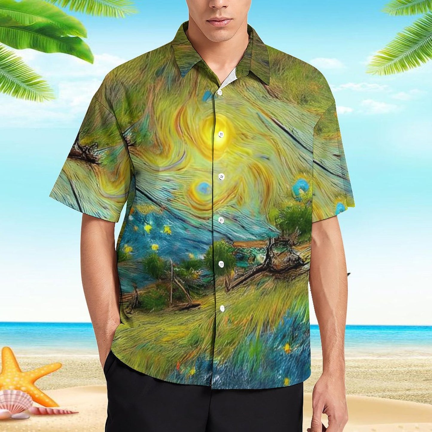 Men's Hawaiian Print Resort Shirt 2305101786