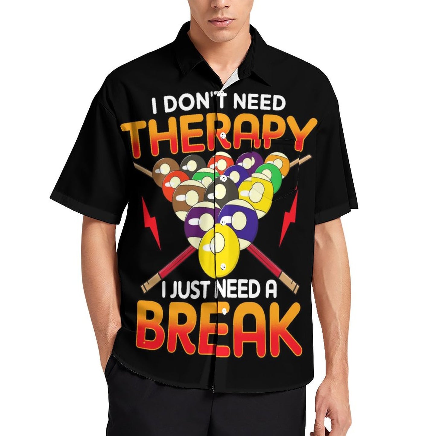 Men's Pool Print Casual Short Sleeve Shirt 2306102520