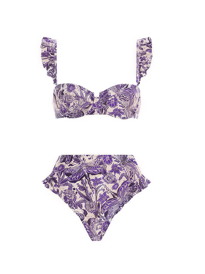 Purple Print Swimsuit  and Coverup