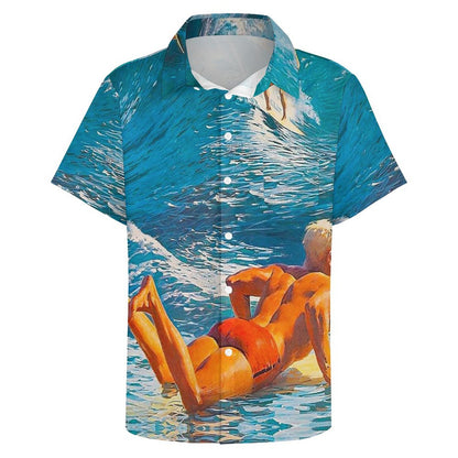 Men's Surf Print Casual Short Sleeve Shirt 2306102377
