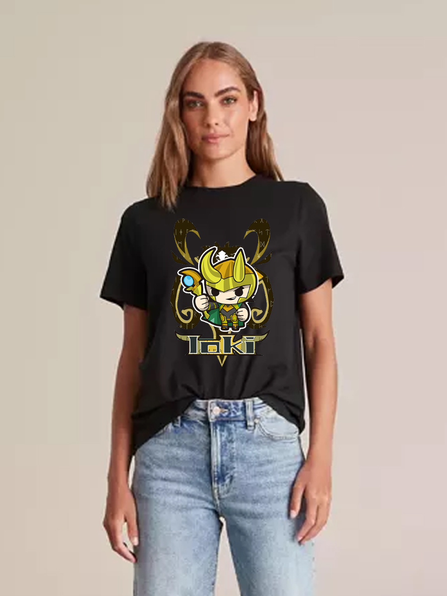 Women's Casual Little Loki Printed Round Neck Short Sleeve T-Shirt