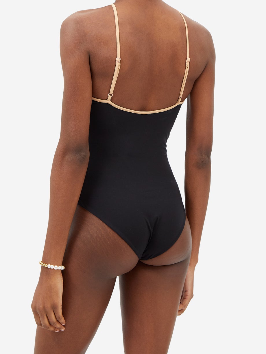 Solid Cutout One-Piece Swimsuit and Coverup