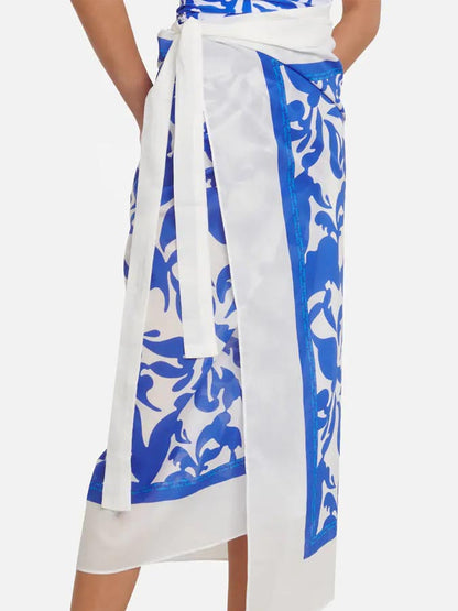 Blue Printed Swimsuit  and Coverup
