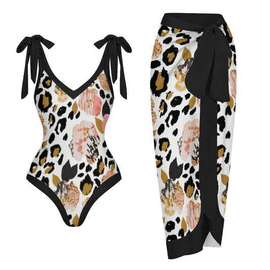 Casual Printed One-Piece Swimsuit And Cover Up 2305102443