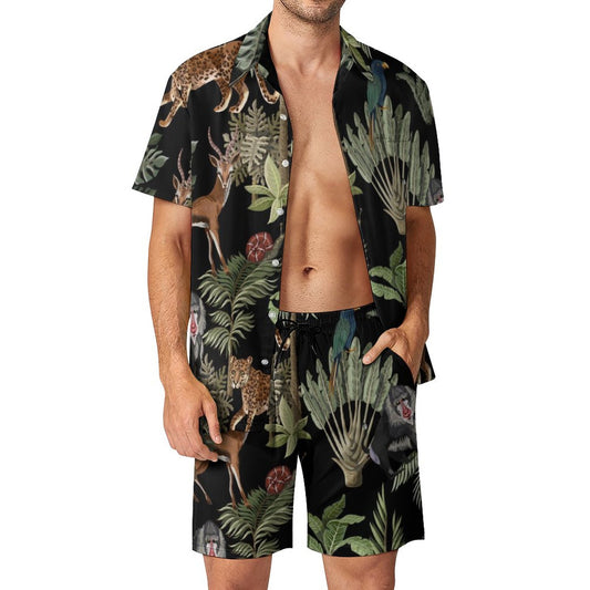 Men's Hawaiian Print Beach Two-Piece Suit 2305102347