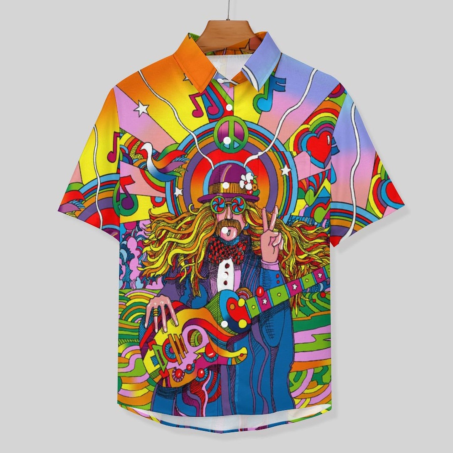 Men's Painted Music Print Vacation Hawaiian Shirt