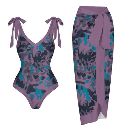 Casual Printed One-Piece Swimsuit And Cover Up 2305102488