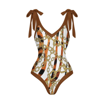 Casual Printed One-Piece Swimsuit And Cover Up 2305102689