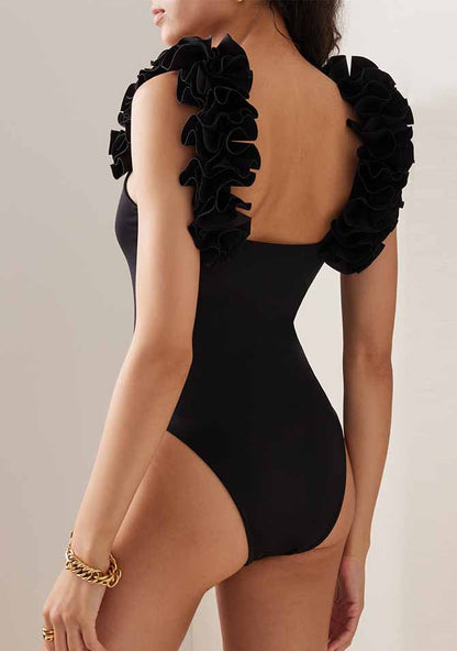 Ruffled Solid One-Piece Swimsuit