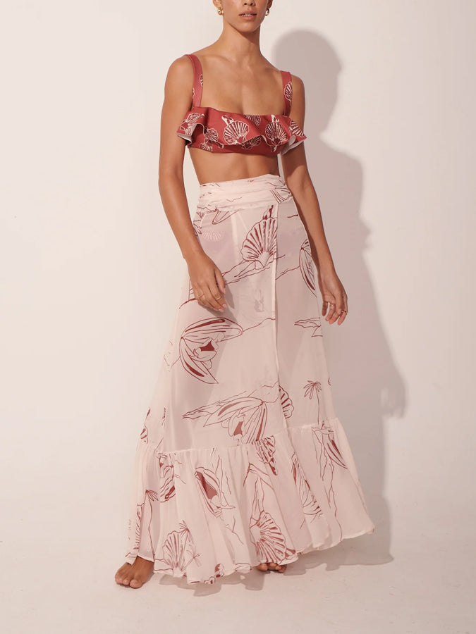 Printed One-Piece Swimsuit And Beach Kimono