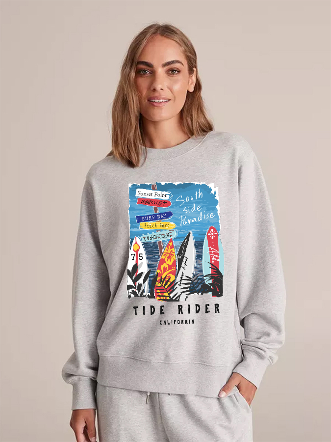 Unisex Round Neck Casual Tide Rider Printed Long Sleeve Sweatshirt