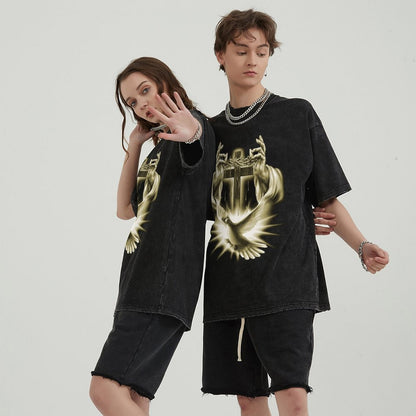 Unisex Vintage Solid Wash T-Shirts 2305103962